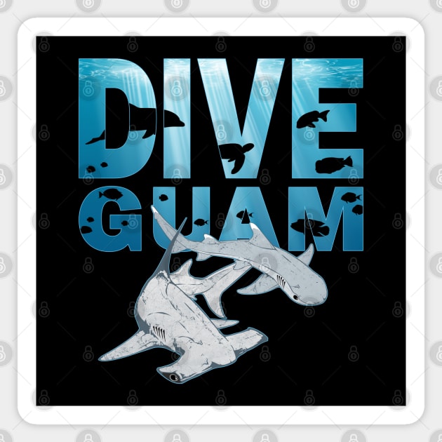 Guam Hammerhead Shark and Whitetip Shark Sticker by NicGrayTees